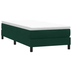 Pat cu arcuri fără saltea verde închis 80×210 cm catifea