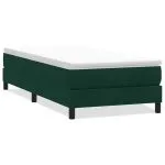 Pat cu arcuri fără saltea verde închis 90×210 cm catifea