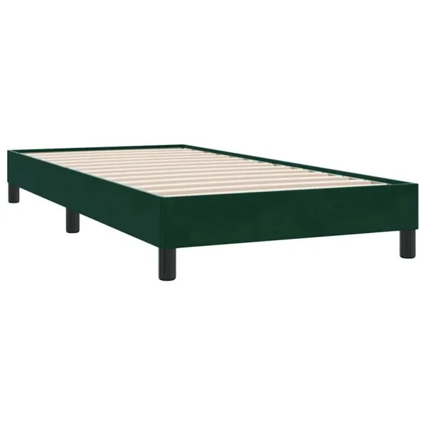 Pat cu arcuri fără saltea verde închis 90×210 cm catifea