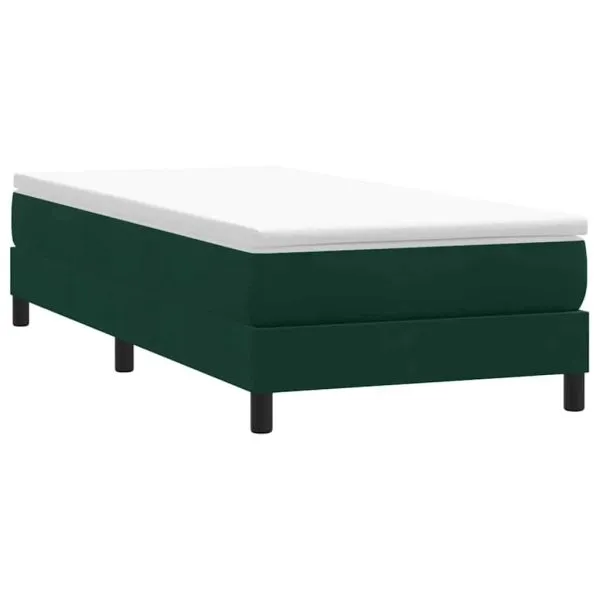 Pat cu arcuri fără saltea verde închis 90×210 cm catifea