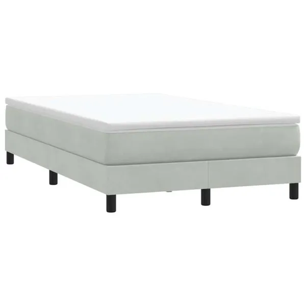 Pat cu arcuri fără saltea gri deschis 120×210 cm catifea
