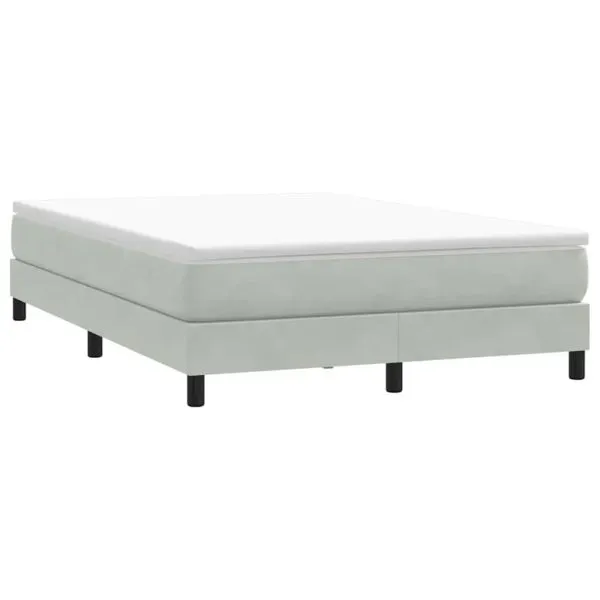 Pat cu arcuri fără saltea gri deschis 140×210 cm catifea