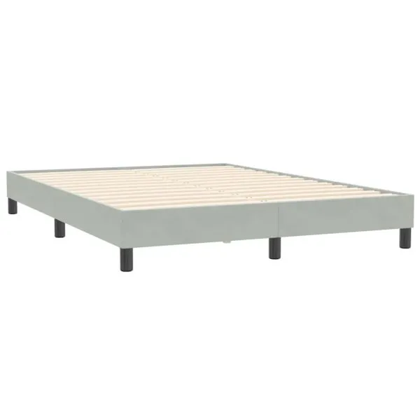 Pat cu arcuri fără saltea gri deschis 160×210 cm catifea