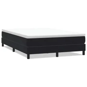 Pat cu arcuri fără saltea negru 160×210 cm catifea