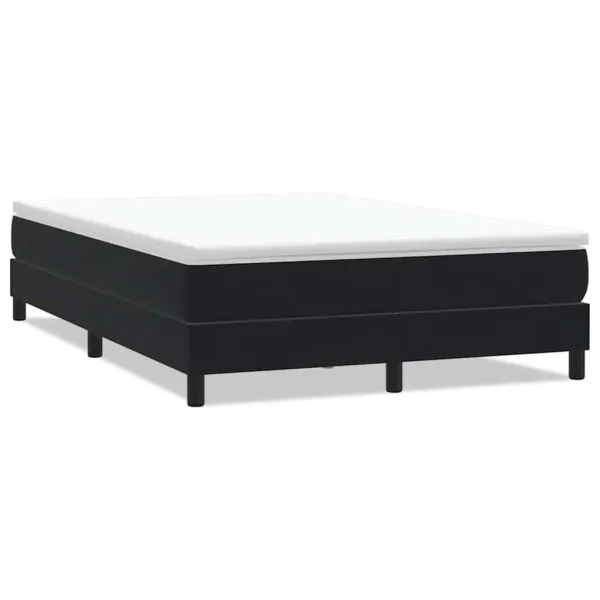 Pat cu arcuri fără saltea negru 160×210 cm catifea