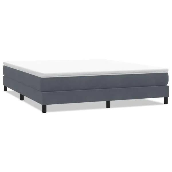 Pat cu arcuri fără saltea Gri închis 180×210 cm catifea