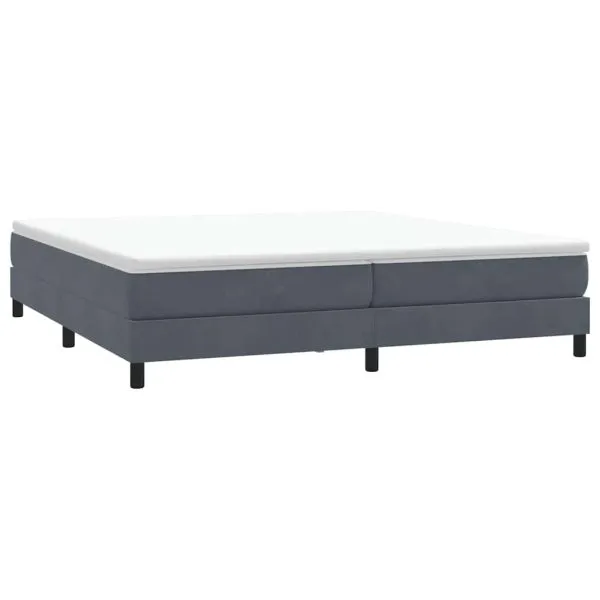 Pat cu arcuri fără saltea Gri închis 200×210 cm catifea