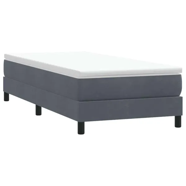 Pat cu arcuri fără saltea Gri închis 80×220 cm catifea