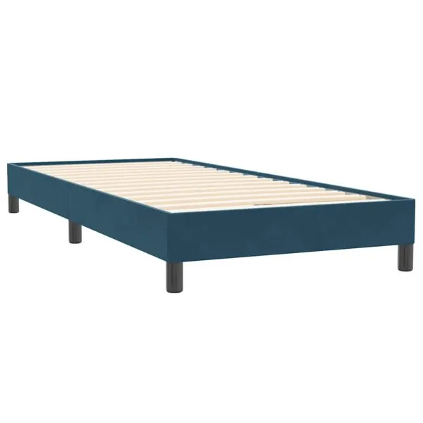 Pat cu arcuri fără saltea Albastru închis 90×220 cm catifea