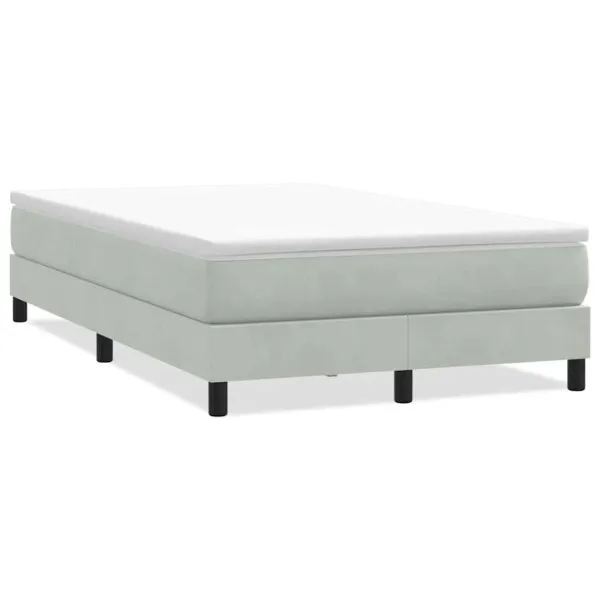 Pat cu arcuri fără saltea gri deschis 120×220 cm catifea