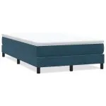 Pat cu arcuri fără saltea Albastru închis 120×220 cm catifea