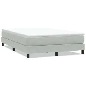 Pat cu arcuri fără saltea gri deschis 140×220 cm catifea