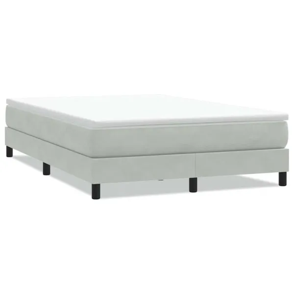 Pat cu arcuri fără saltea gri deschis 140×220 cm catifea