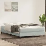 Pat cu arcuri fără saltea gri deschis 140×220 cm catifea