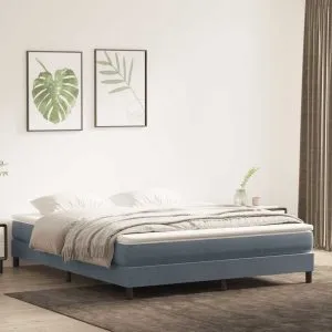Pat cu arcuri fără saltea Gri închis 180×220 cm catifea