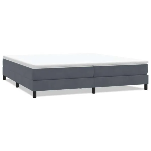 Pat cu arcuri fără saltea Gri închis 200×220 cm catifea