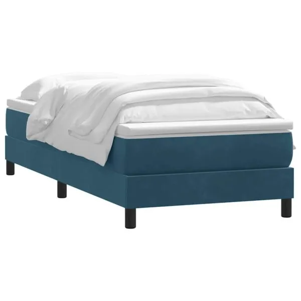 Pat box spring cu saltea, albastru închis, 80×210 cm, catifea