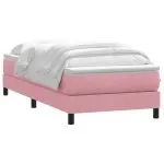 Pat box spring cu saltea, roz, 90×210 cm, catifea