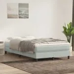 Pat continental cu saltea, gri deschis, 120×210 cm, catifea