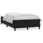 Pat box spring cu saltea, negru, 120×210 cm, catifea