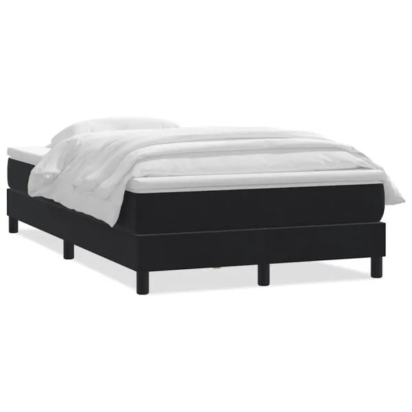 Pat box spring cu saltea, negru, 120×210 cm, catifea