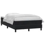 Pat box spring cu saltea, negru, 120×210 cm, catifea
