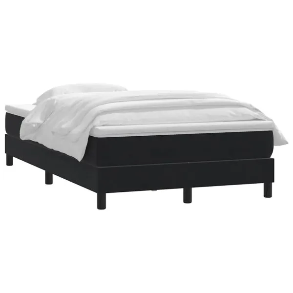 Pat box spring cu saltea, negru, 120×210 cm, catifea