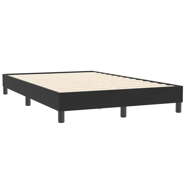 Pat box spring cu saltea, negru, 120×210 cm, catifea