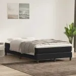 Pat box spring cu saltea, negru, 120×210 cm, catifea