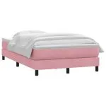 Pat box spring cu saltea, roz, 120×210 cm, catifea