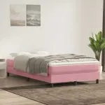 Pat box spring cu saltea, roz, 120×210 cm, catifea