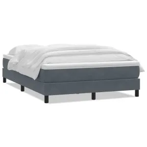 Pat box spring cu saltea, gri închis, 140×210 cm, catifea