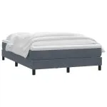 Pat box spring cu saltea, gri închis, 140×210 cm, catifea