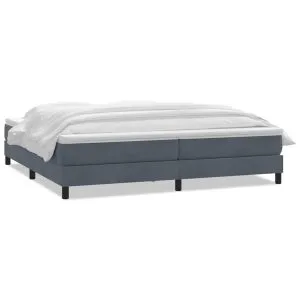 Pat box spring cu saltea, gri închis, 180×210 cm, catifea