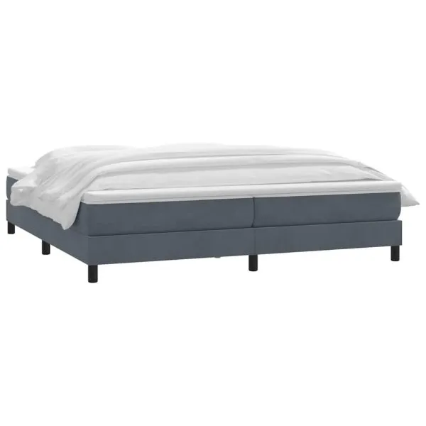 Pat box spring cu saltea, gri închis, 180×210 cm, catifea