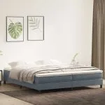 Pat box spring cu saltea, gri închis, 180×210 cm, catifea