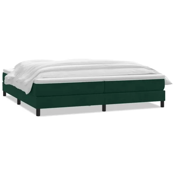Pat box spring cu saltea, verde închis, 180×210 cm, catifea