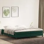 Pat box spring cu saltea, verde închis, 180×210 cm, catifea