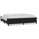 Pat box spring cu saltea, negru, 200×210 cm, catifea