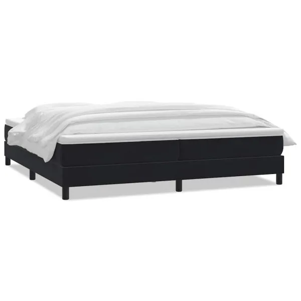 Pat box spring cu saltea, negru, 200×210 cm, catifea