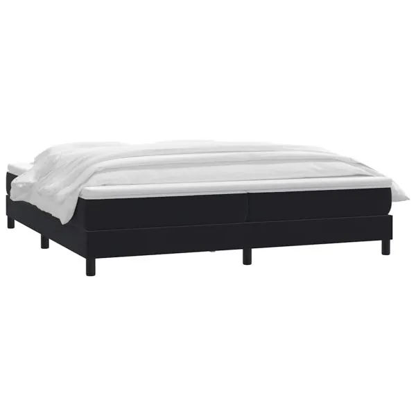 Pat box spring cu saltea, negru, 200×210 cm, catifea