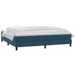 Pat box spring cu saltea, albastru închis, 200×210 cm, catifea