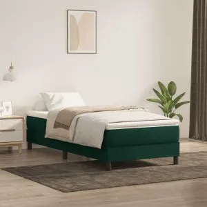 Pat box spring cu saltea, verde închis, 80×220 cm, catifea