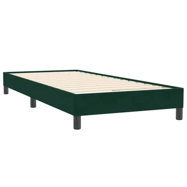 Pat box spring cu saltea, verde închis, 100×220 cm, catifea