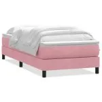 Pat box spring cu saltea, roz, 100×220 cm, catifea