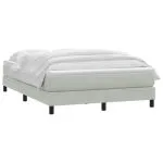 Pat box spring cu saltea, gri deschis, 140×220 cm, catifea