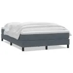 Pat box spring cu saltea, gri închis, 160×220 cm, catifea