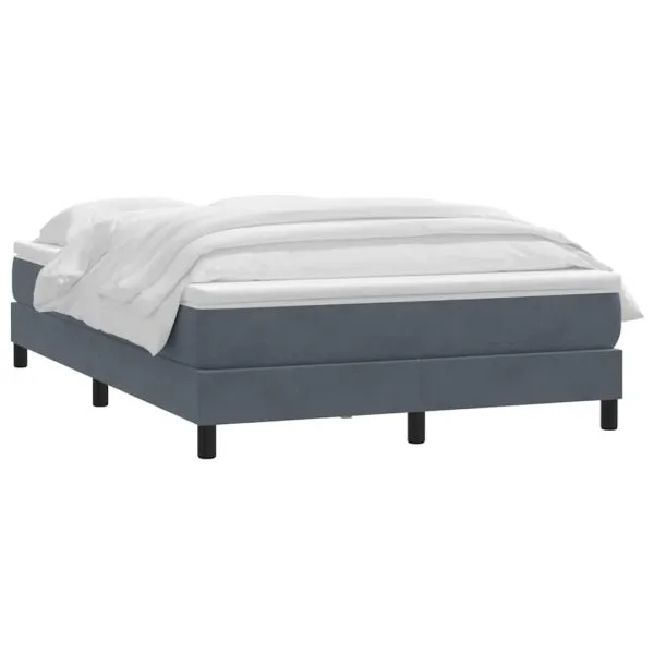 Pat box spring cu saltea, gri închis, 160×220 cm, catifea