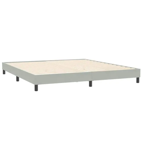 Pat cu arcuri cu saltea gri deschis 180×220 cm catifea