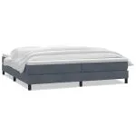 Pat box spring cu saltea, gri închis, 200×220 cm, catifea